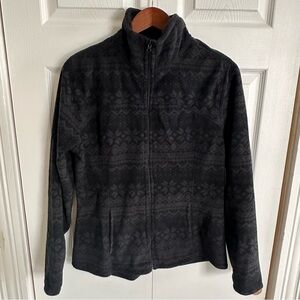 Old Navy Women’s Fleece Full Zip Jacket Large Gray Black Long Sleeve Pockets NWT